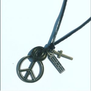 Leather Necklace With Multiple Pendants